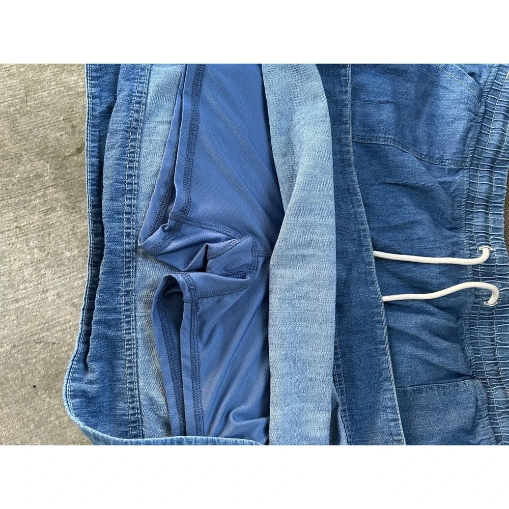 32 Degrees Mini Skort Blue Chambray Drawstring Size XL Inner Shorts Pockets